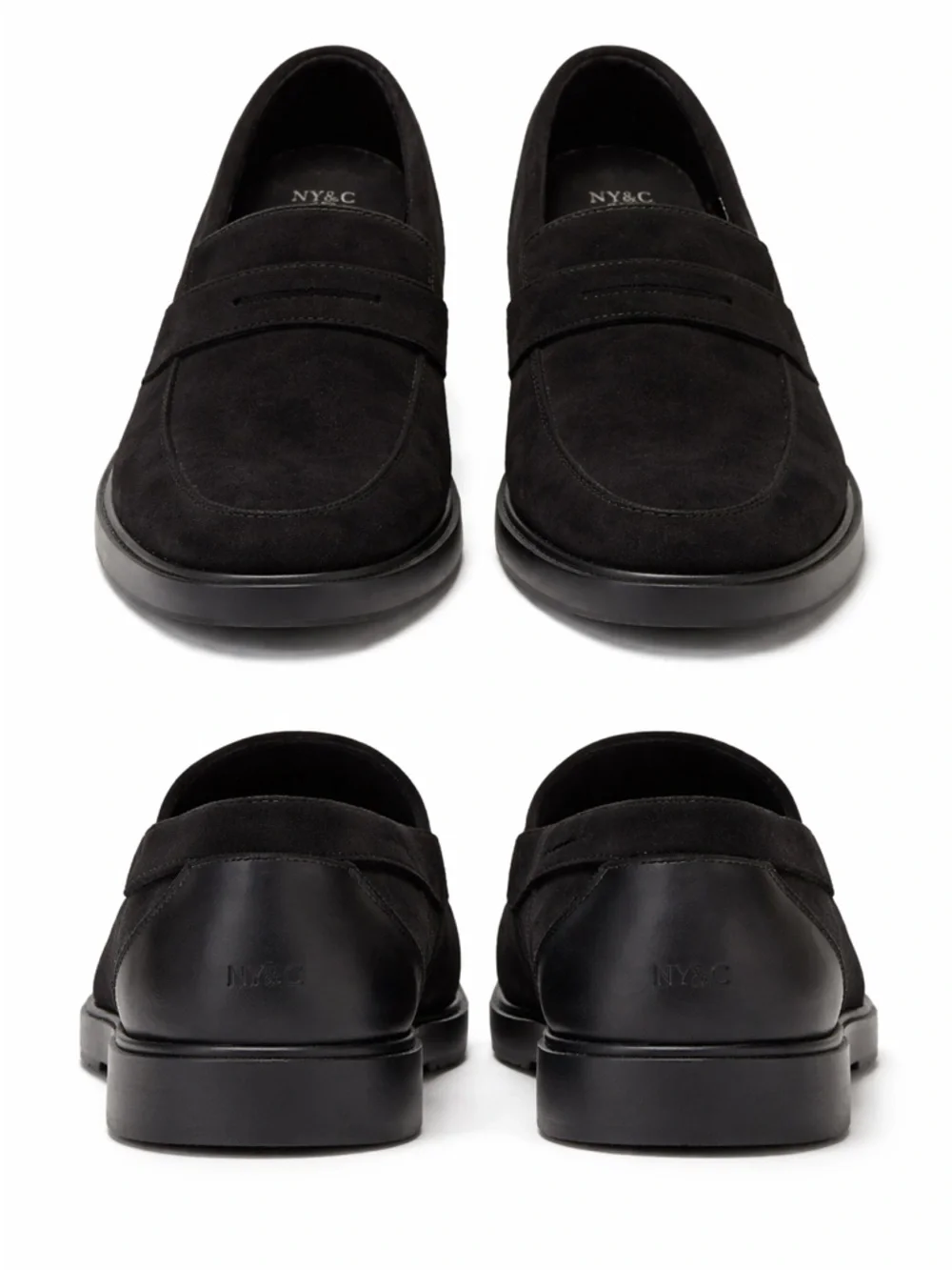 NY&C Jake Black Penny Loafers Mens 11 Suede Slip On Dress Shoes NIB - Picture 5 of 6